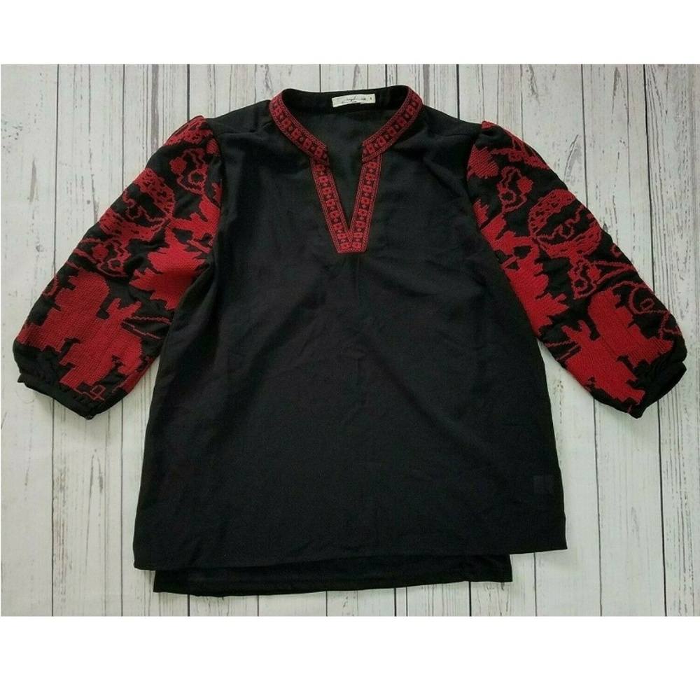 NWOT Hazel Sheer 3/4 Sleeve Boho Top w Cami